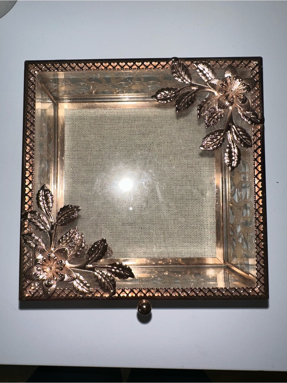 Christian Siriano Rose Gold Floral Mirrored Jewelry Tray